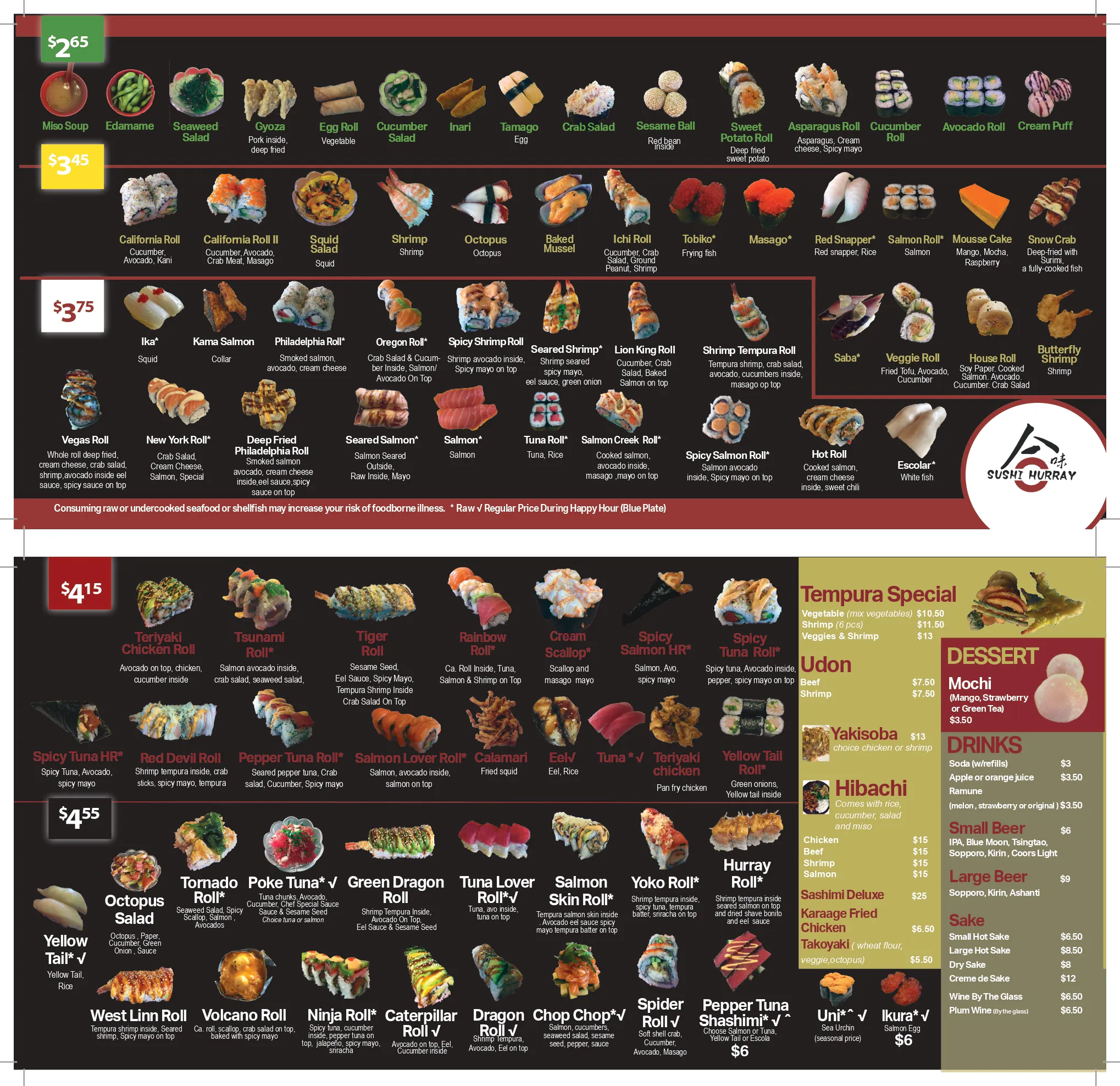 Restaurant menu 1, detailed description provided below